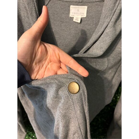 Caslon Gray Center Button Cardigan Sz Medium - Picture 2 of 5